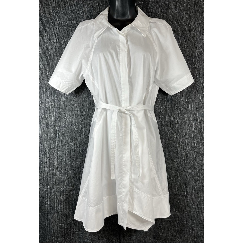 $395 NWT A.L.C. Sz 8 Dress Julie Mini Shirtdress White Asymmetric Hem Minimalist
